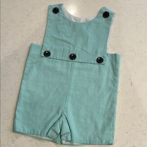 Shrimp & Grits Kids Teal Gingham Jon Jon. Size 2T.
